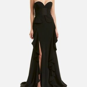 Cinq a Sept Dorian Black Ruffled Gown - corset / bustier style, size 4